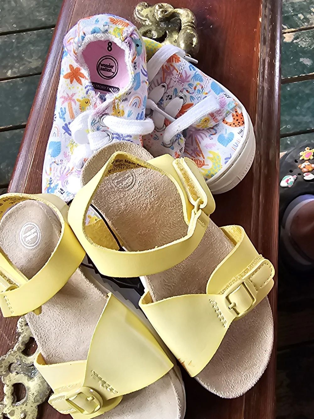 Girls' Yellow Adjustable Buckle Sandals - Also A Pair Of Slip On Shoes